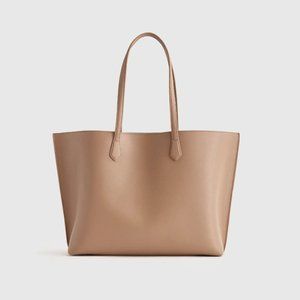 Quince Italian Leather Triple Compartment Shopper Tote